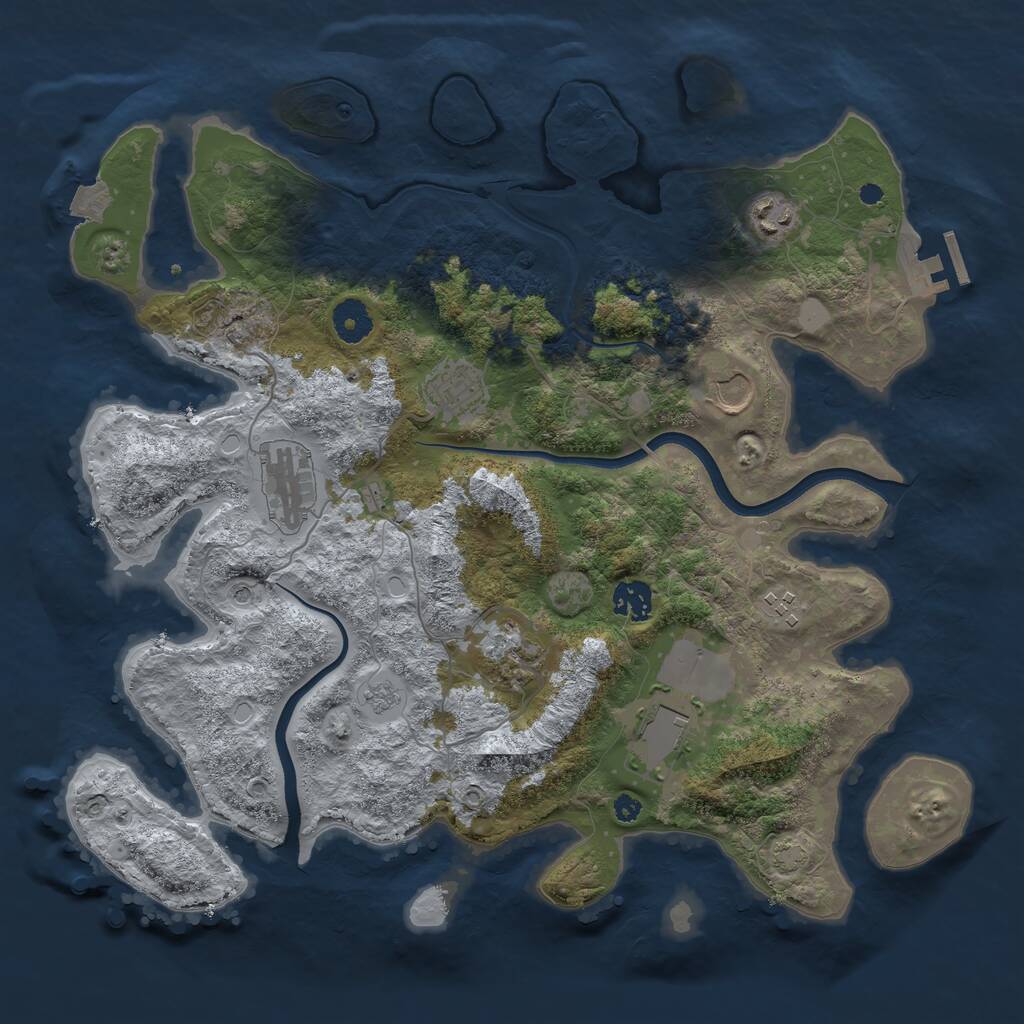 Rust Map: Procedural Map, Size: 3750, Seed: 1895154978, 13 Monuments