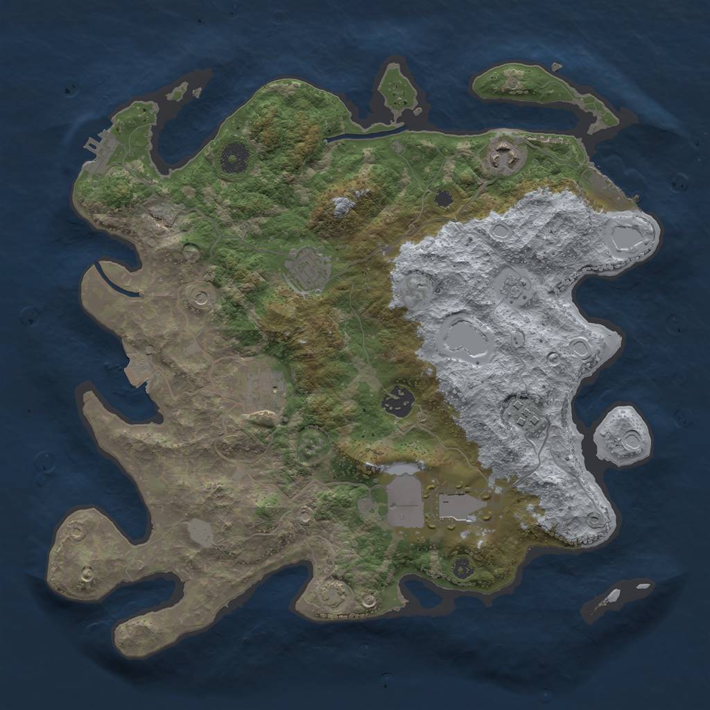 Rust Map: Procedural Map, Size: 3500, Seed: 5352, 14 Monuments