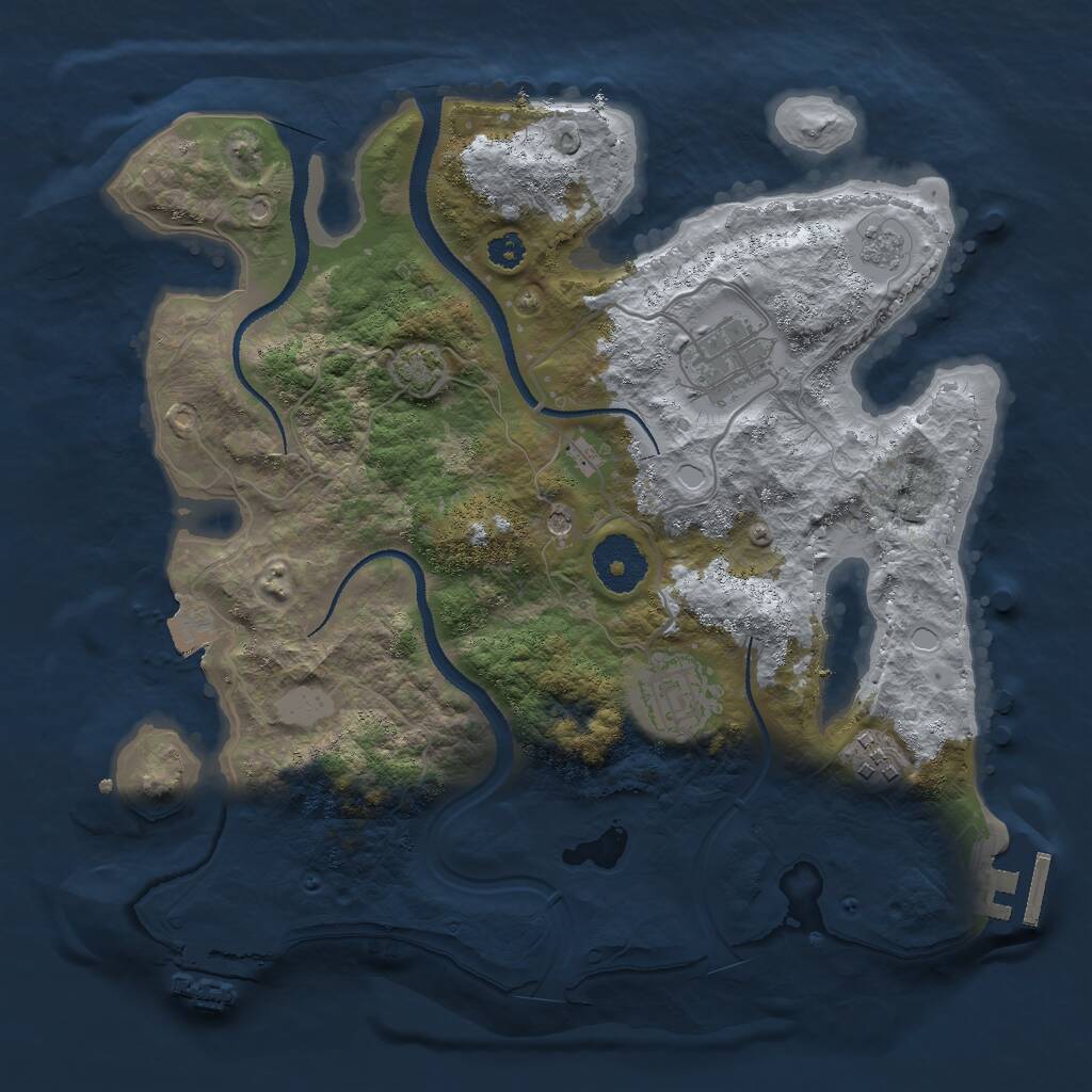 Rust Map: Procedural Map, Size: 3000, Seed: 1992979371, 9 Monuments