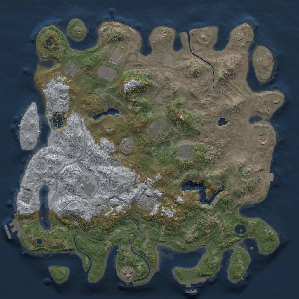 Rust Map: Procedural Map, Size: 4250, Seed: 604994718, 16 Monuments