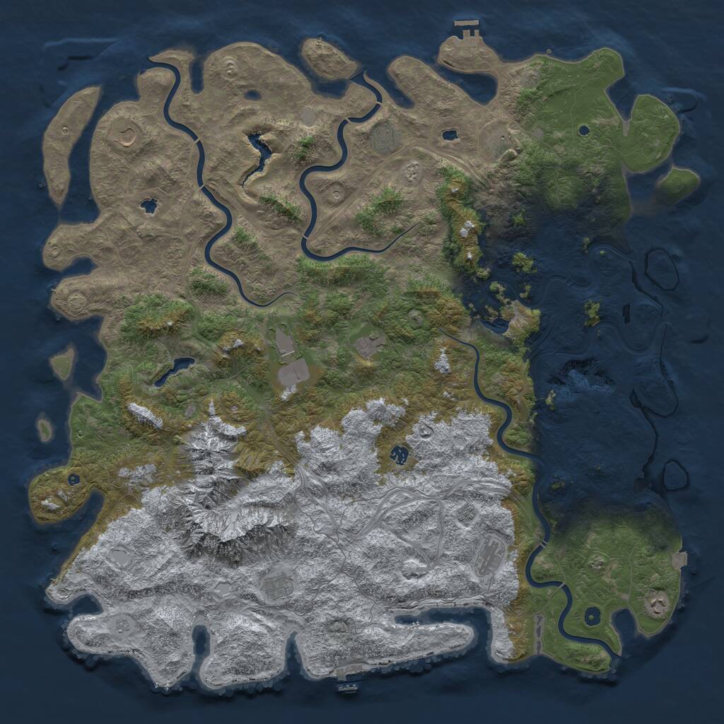 Rust Map: Procedural Map, Size: 6000, Seed: 64884633, 17 Monuments