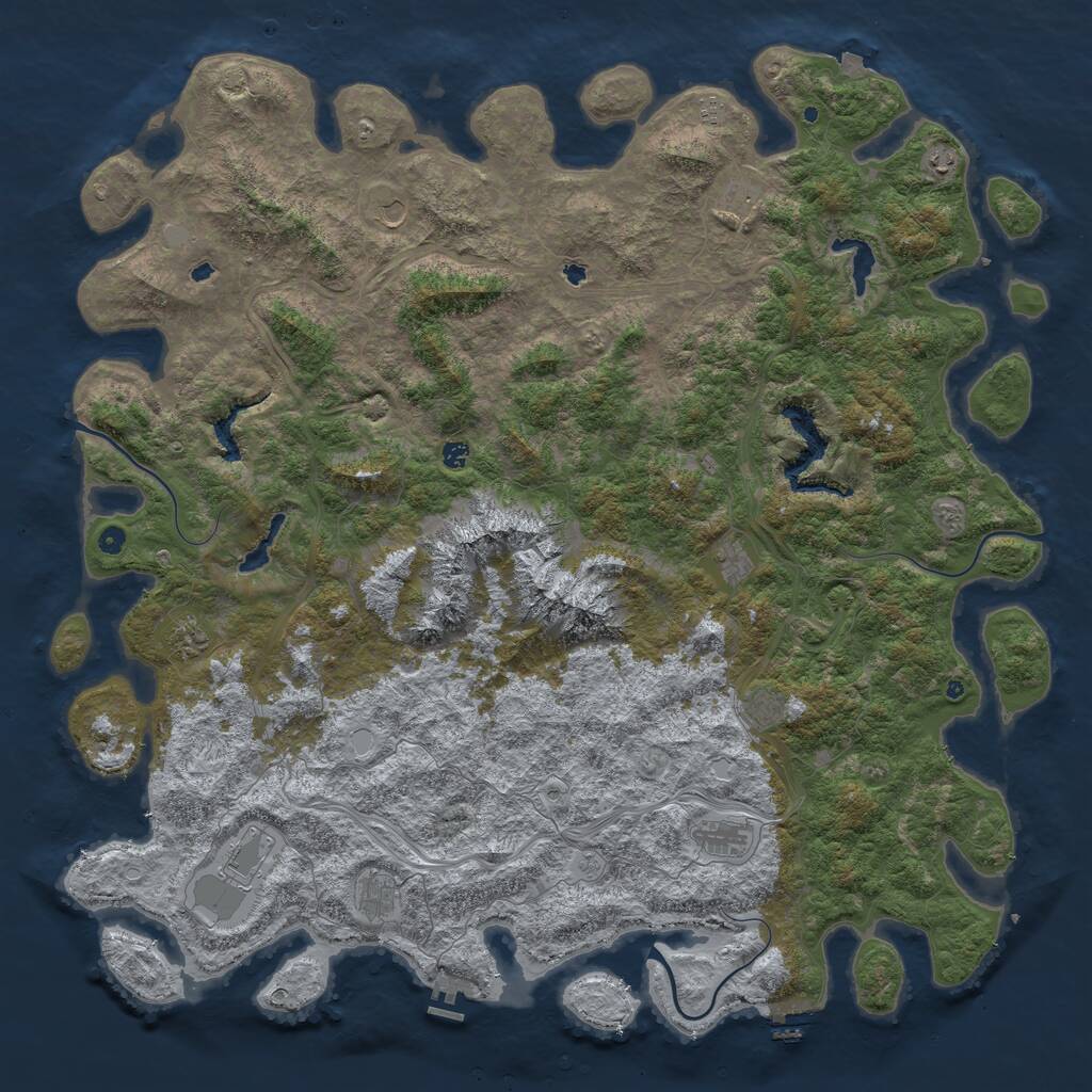 Rust Map: Procedural Map, Size: 6000, Seed: 814758174, 17 Monuments