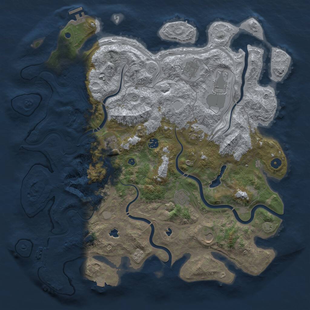 Rust Map: Procedural Map, Size: 4500, Seed: 1970052600, 14 Monuments