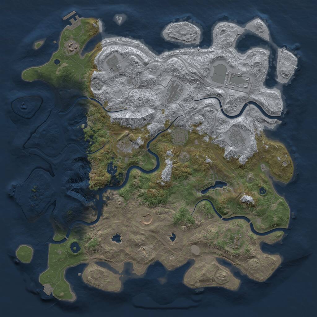 Rust Map: Procedural Map, Size: 4500, Seed: 1970052600, 17 Monuments
