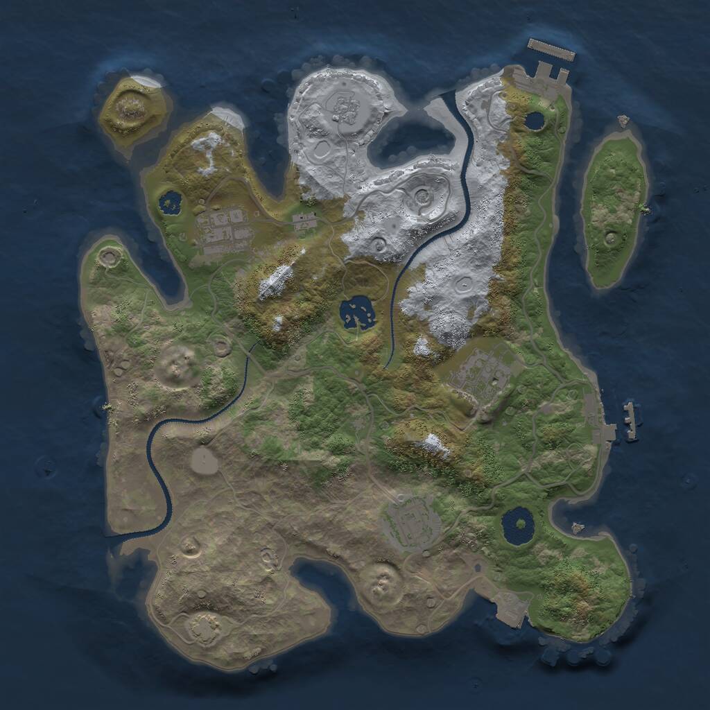 Rust Map: Procedural Map, Size: 3000, Seed: 25532, 10 Monuments
