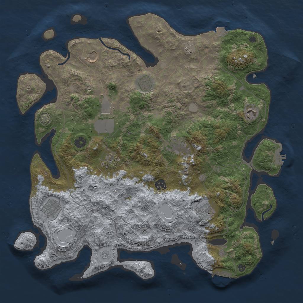 Rust Map: Procedural Map, Size: 4000, Seed: 1711315474, 18 Monuments