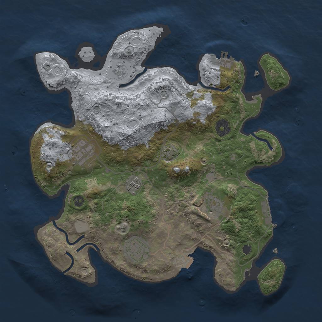 Rust Map: Procedural Map, Size: 3000, Seed: 34364, 12 Monuments