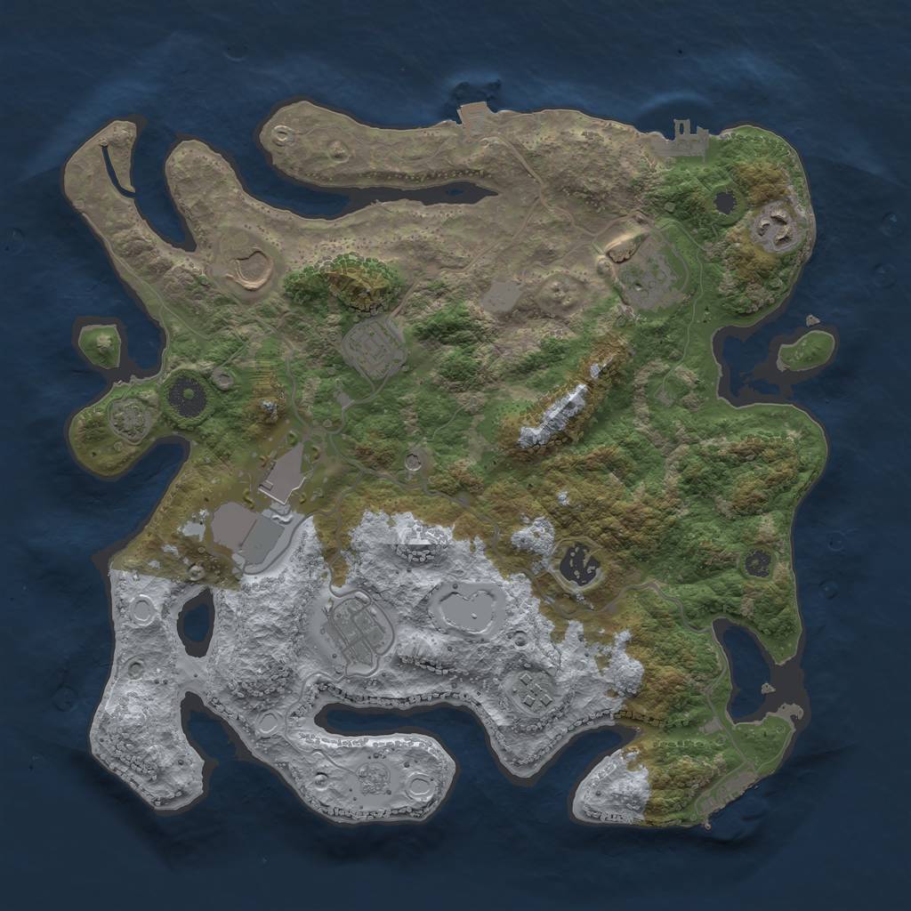 Rust Map: Procedural Map, Size: 3500, Seed: 587925407, 16 Monuments