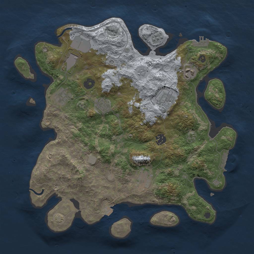 Rust Map: Procedural Map, Size: 3500, Seed: 1119598905, 16 Monuments