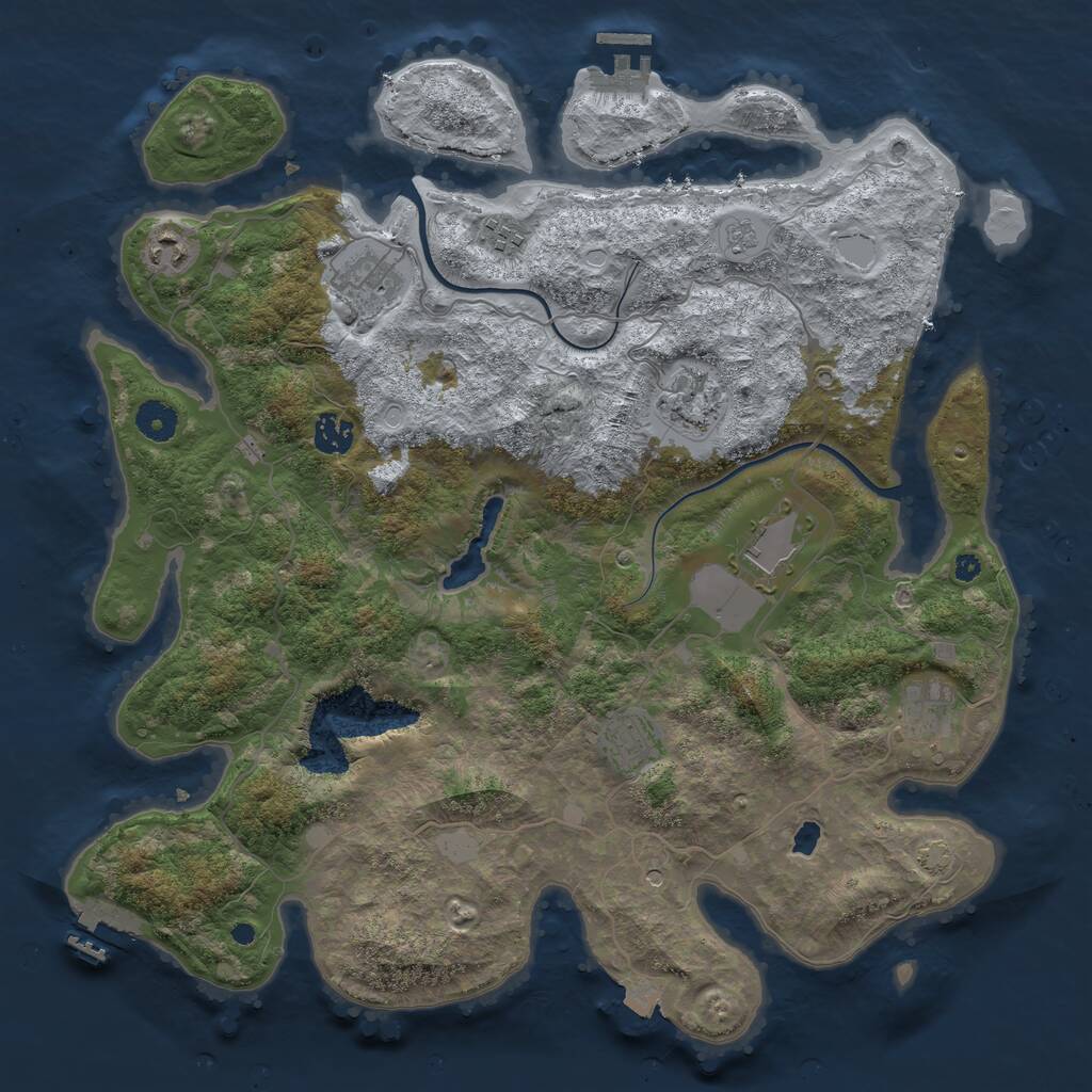 Rust Map: Procedural Map, Size: 4000, Seed: 1122612075, 14 Monuments