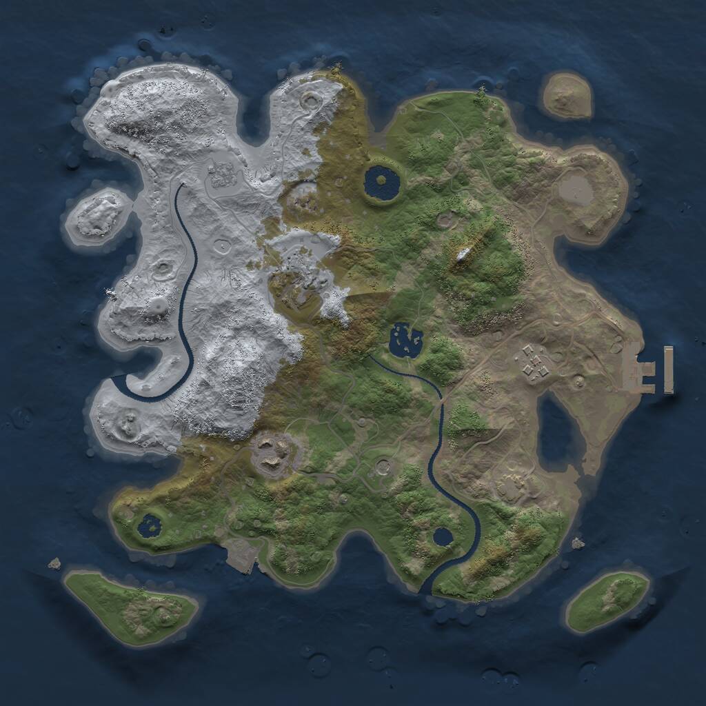Rust Map: Procedural Map, Size: 3000, Seed: 582634, 9 Monuments
