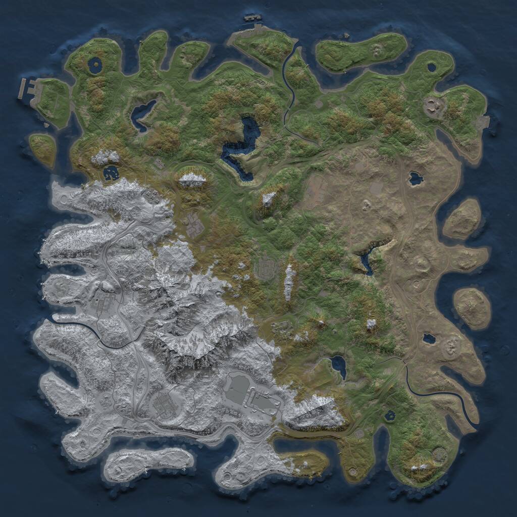 Rust Map: Procedural Map, Size: 5000, Seed: 75492, 16 Monuments