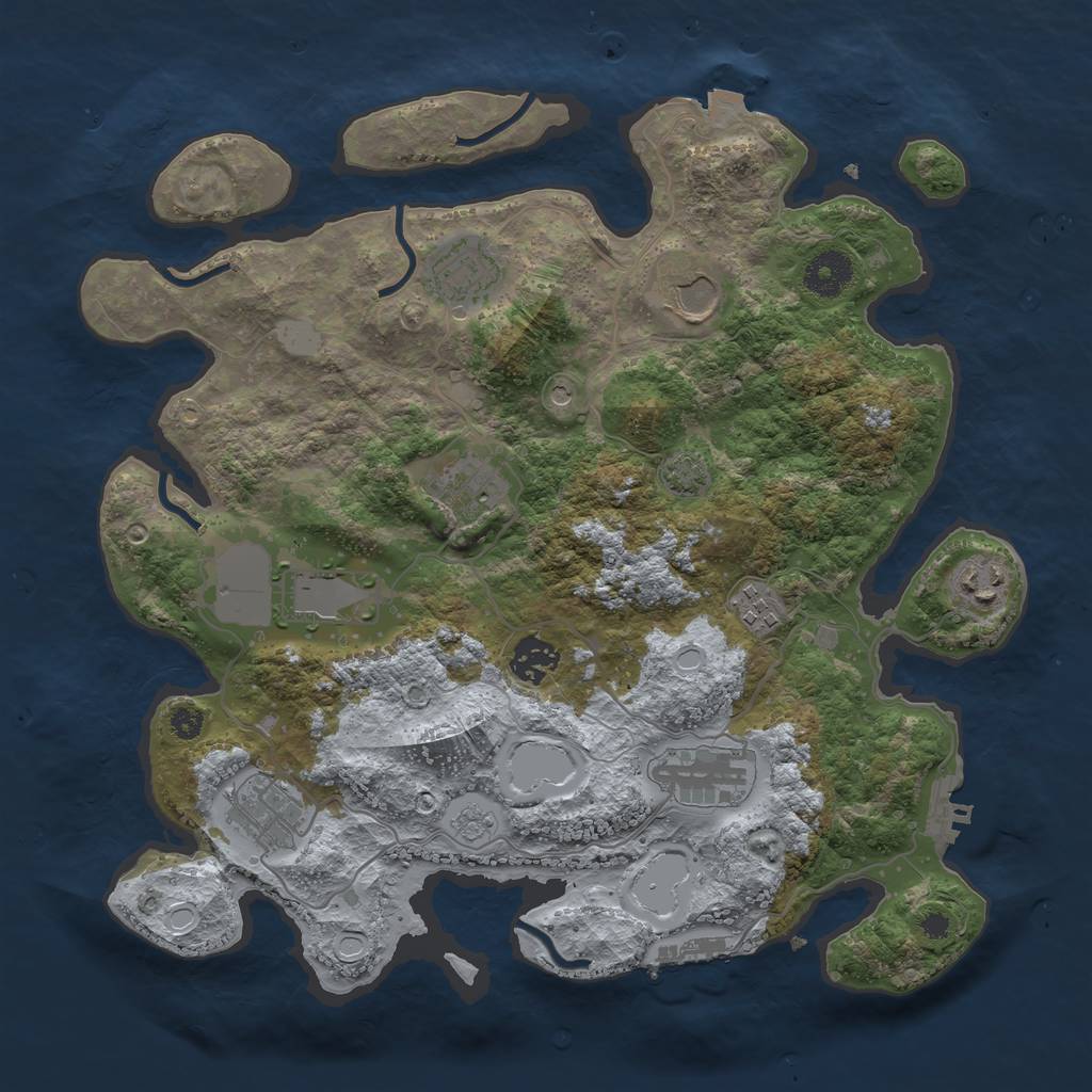 Rust Map: Procedural Map, Size: 3500, Seed: 268001927, 17 Monuments