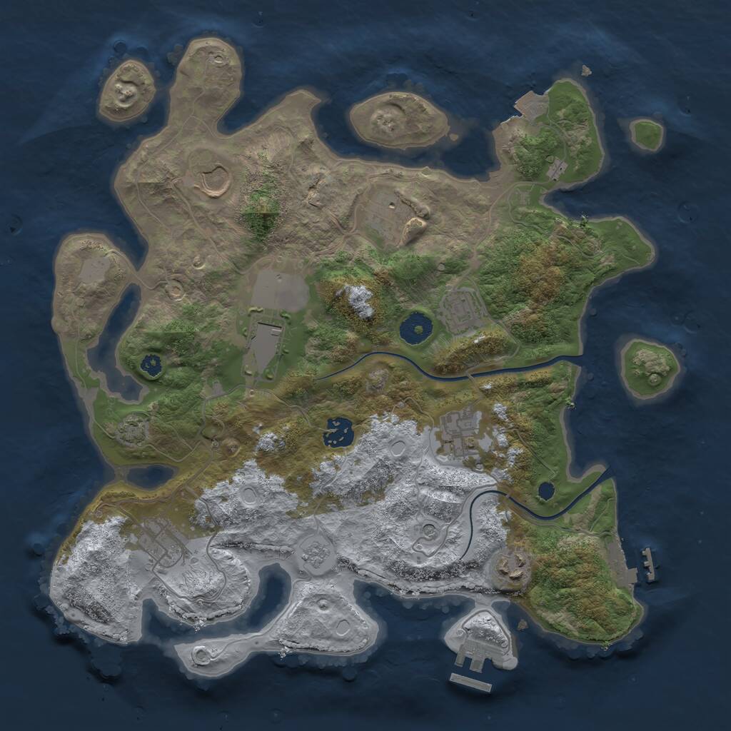 Rust Map: Procedural Map, Size: 3500, Seed: 207229, 14 Monuments