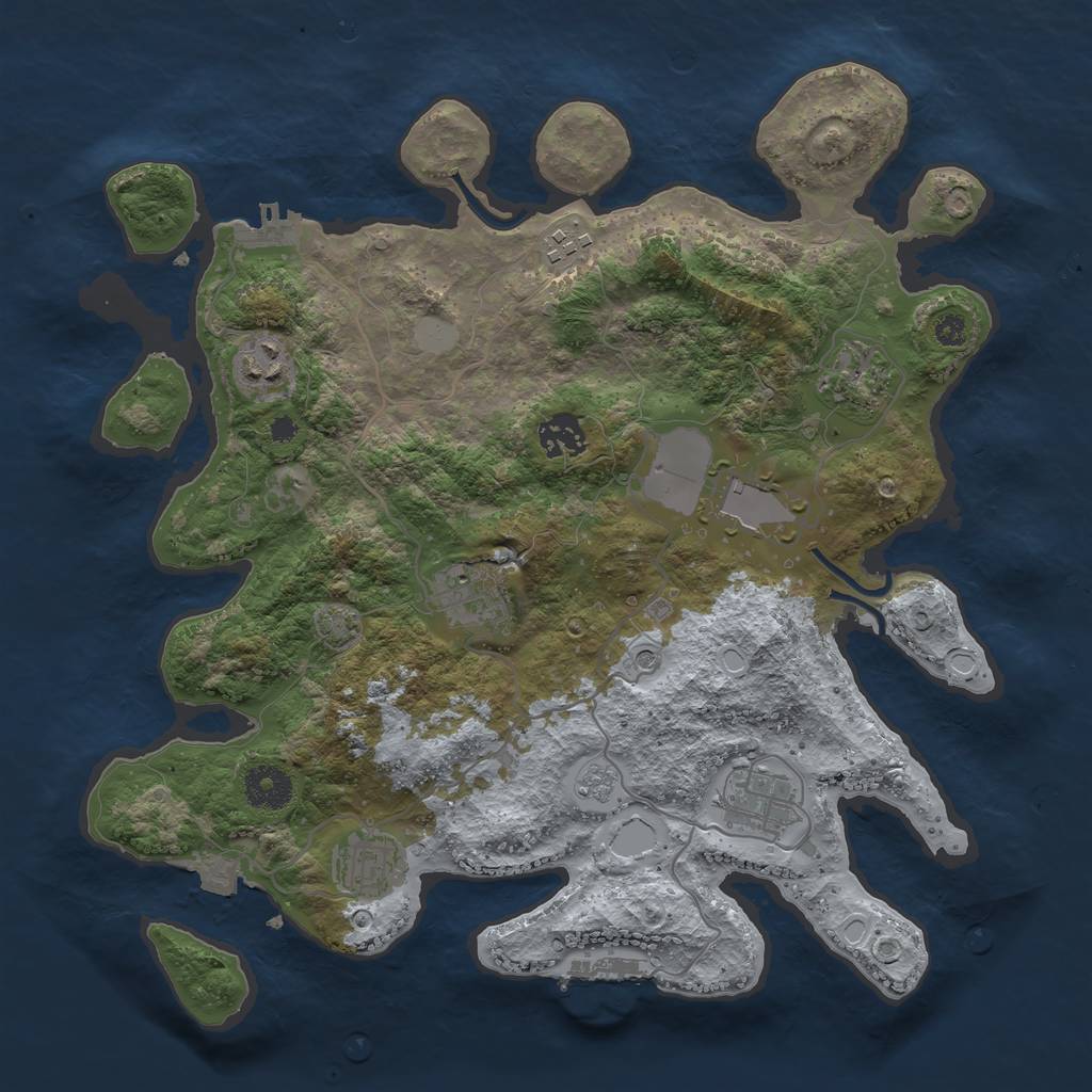 Rust Map: Procedural Map, Size: 3500, Seed: 8540, 16 Monuments