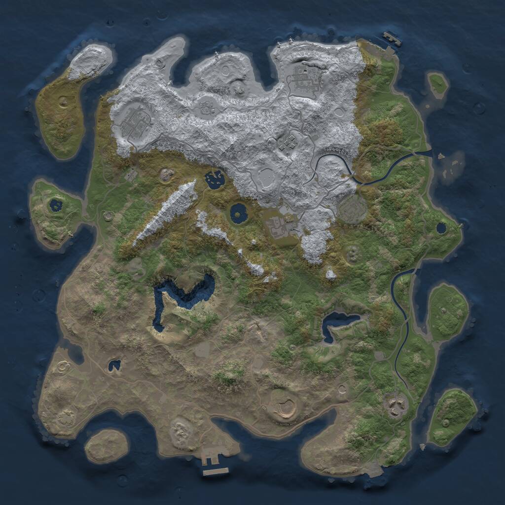Rust Map: Procedural Map, Size: 4000, Seed: 625502, 14 Monuments