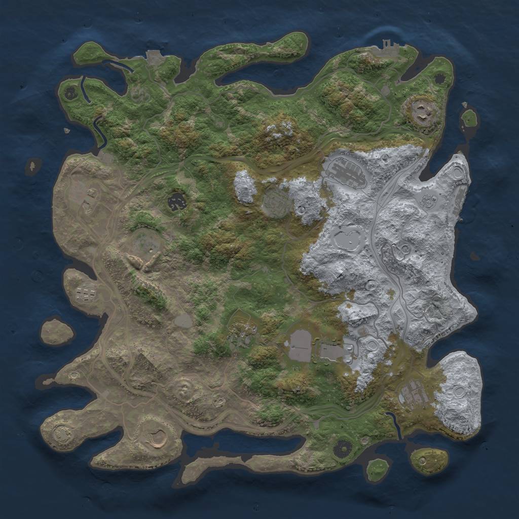 Rust Map: Procedural Map, Size: 4250, Seed: 937715942, 19 Monuments