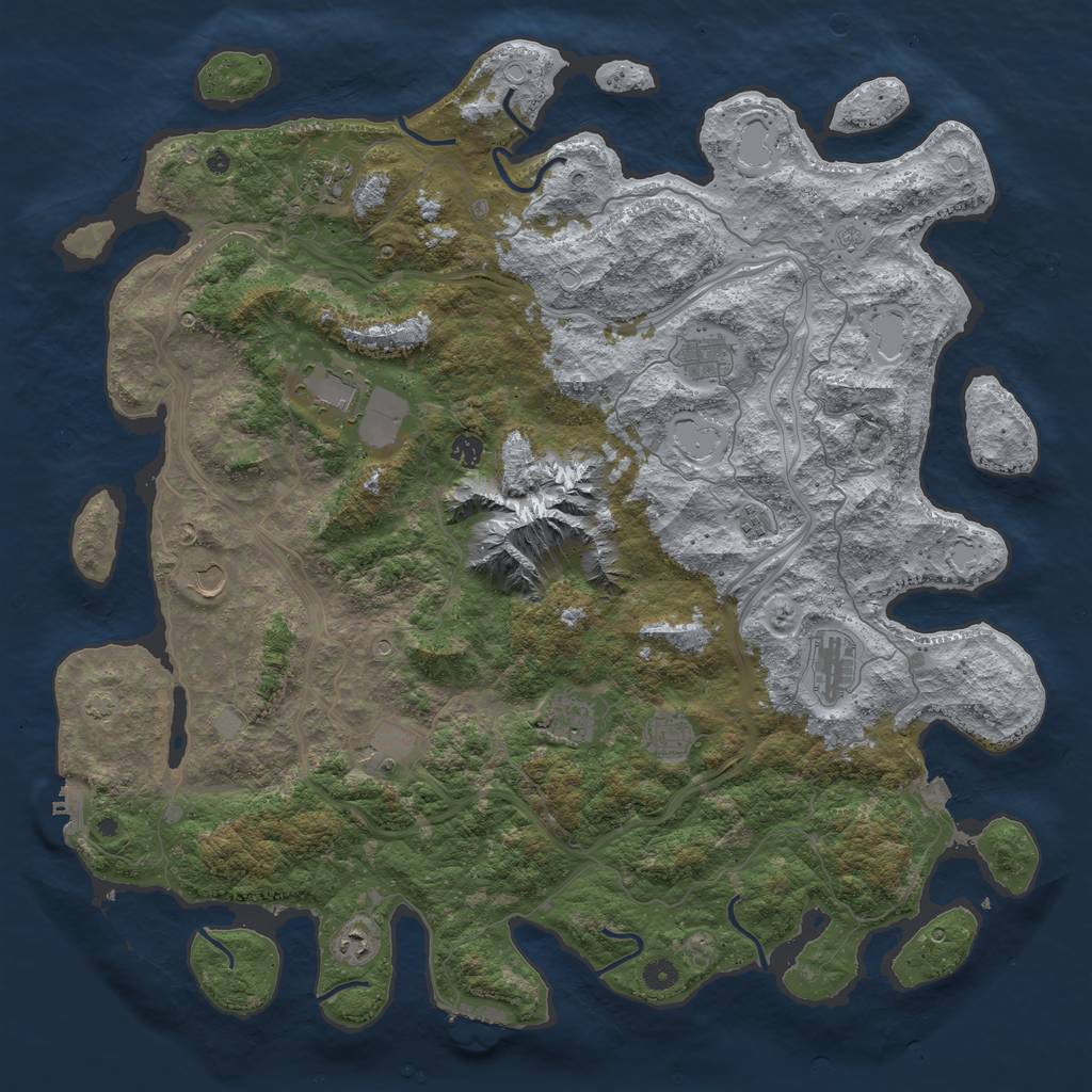 Rust Map: Procedural Map, Size: 5000, Seed: 2308, 19 Monuments