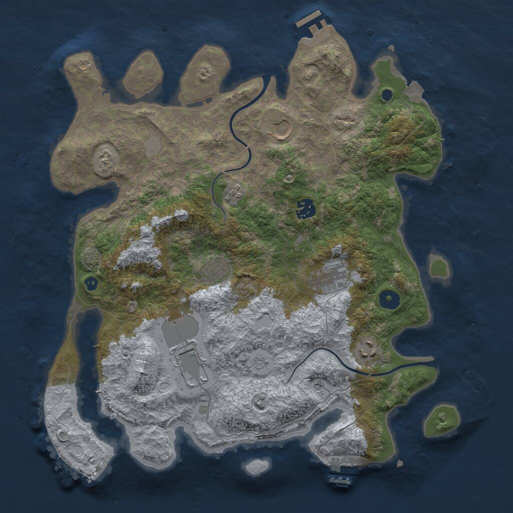 Rust Map: Procedural Map, Size: 3800, Seed: 4578433, 13 Monuments
