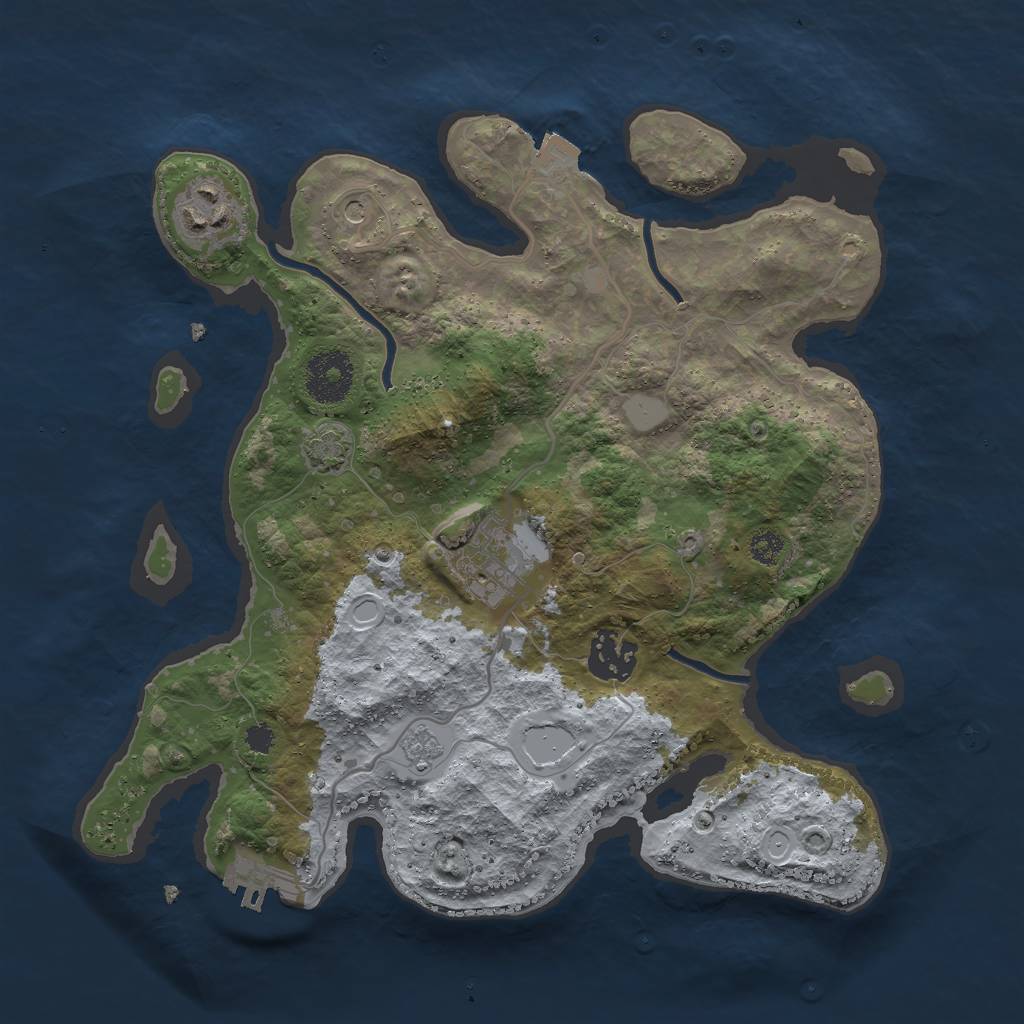 Rust Map: Procedural Map, Size: 3000, Seed: 1780016321, 10 Monuments