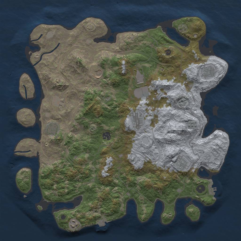 Rust Map: Procedural Map, Size: 4250, Seed: 3724, 17 Monuments
