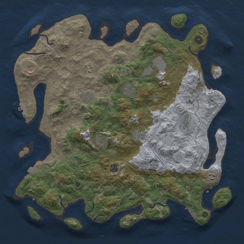 Rust Map: Procedural Map, Size: 4500, Seed: 226995873, 19 Monuments