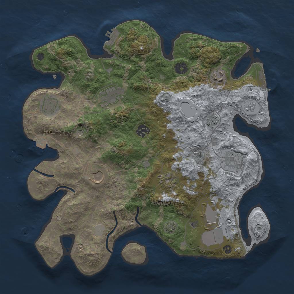 Rust Map: Procedural Map, Size: 3500, Seed: 439320909, 17 Monuments