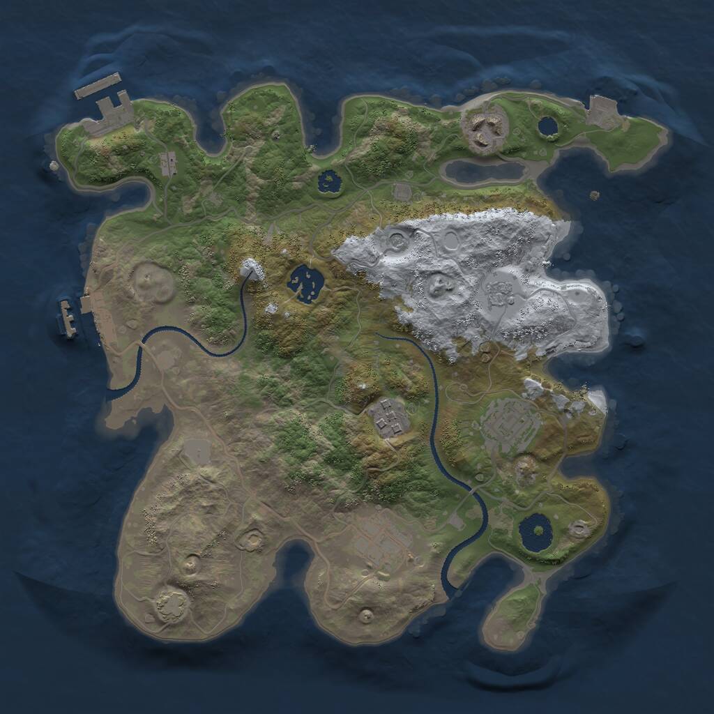 Rust Map: Procedural Map, Size: 3000, Seed: 923605120, 11 Monuments
