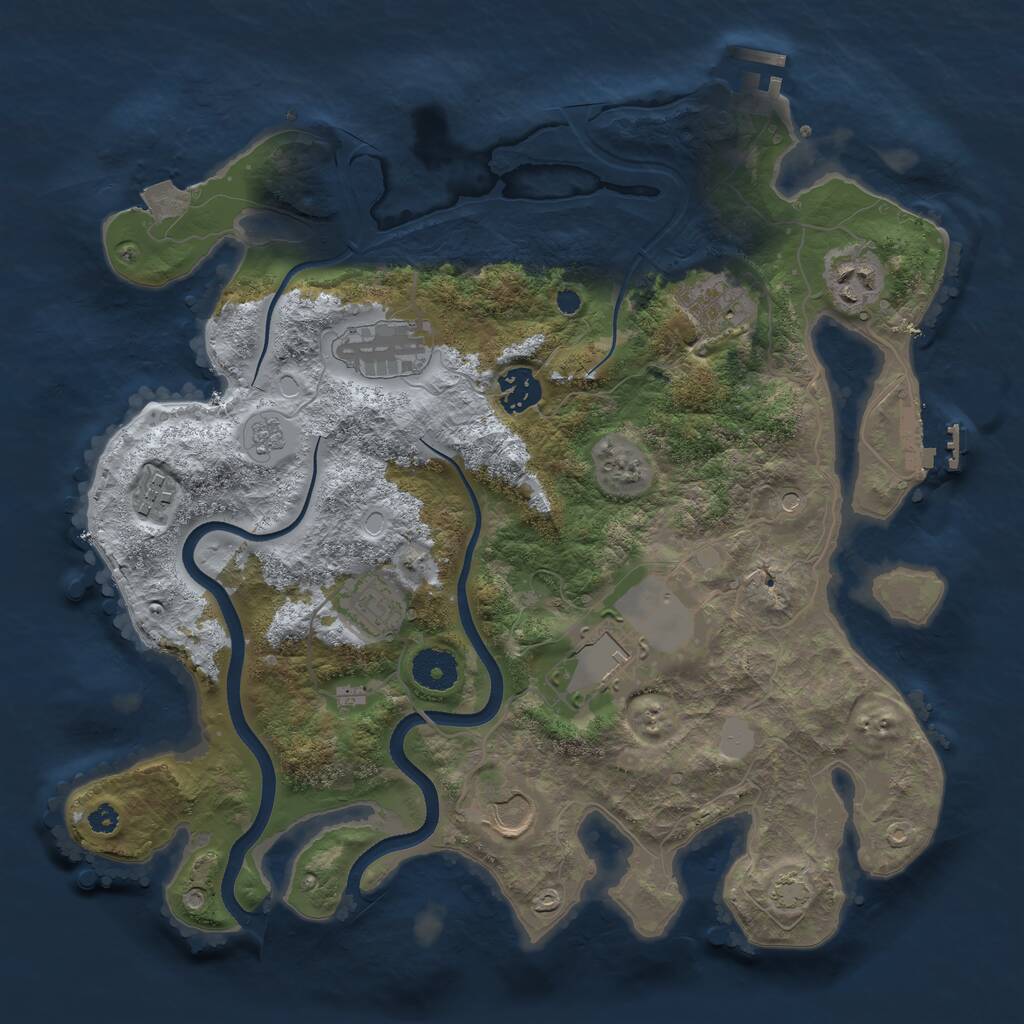 Rust Map: Procedural Map, Size: 3500, Seed: 275172470, 14 Monuments