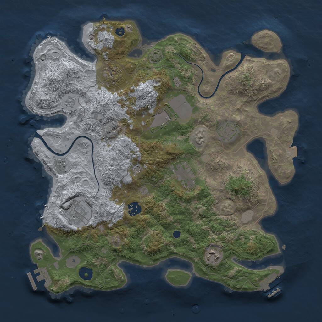 Rust Map: Procedural Map, Size: 3500, Seed: 1309950875, 14 Monuments