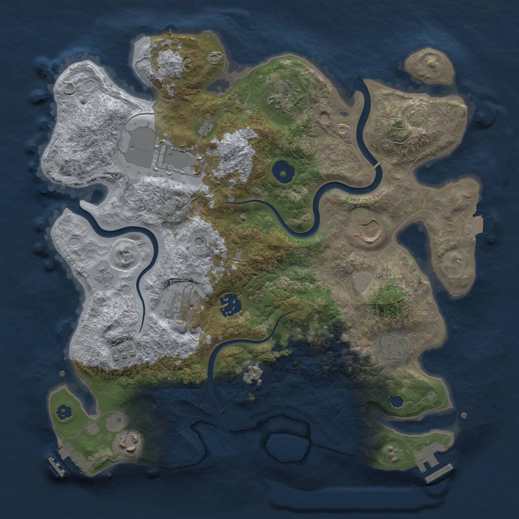 Rust Map: Procedural Map, Size: 3500, Seed: 1309950875, 14 Monuments