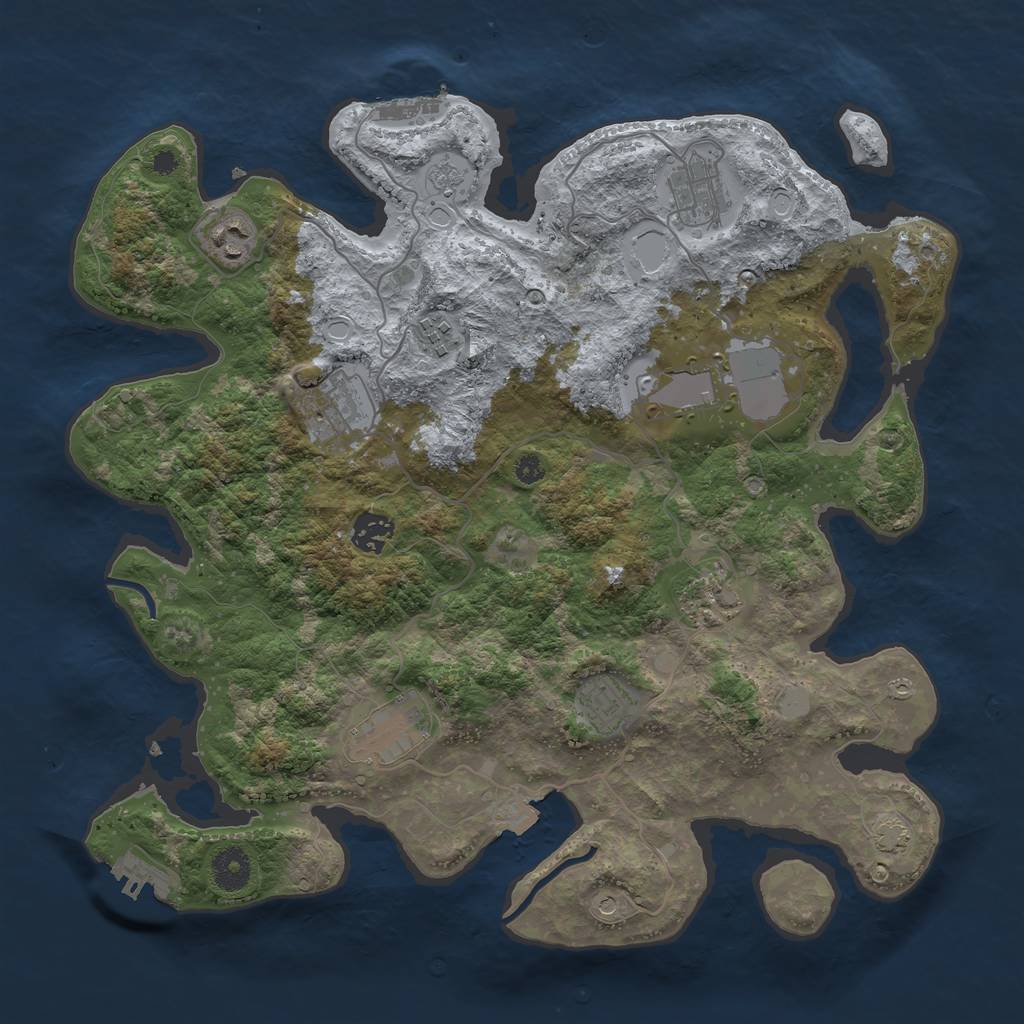 Rust Map: Procedural Map, Size: 3700, Seed: 320085323, 17 Monuments