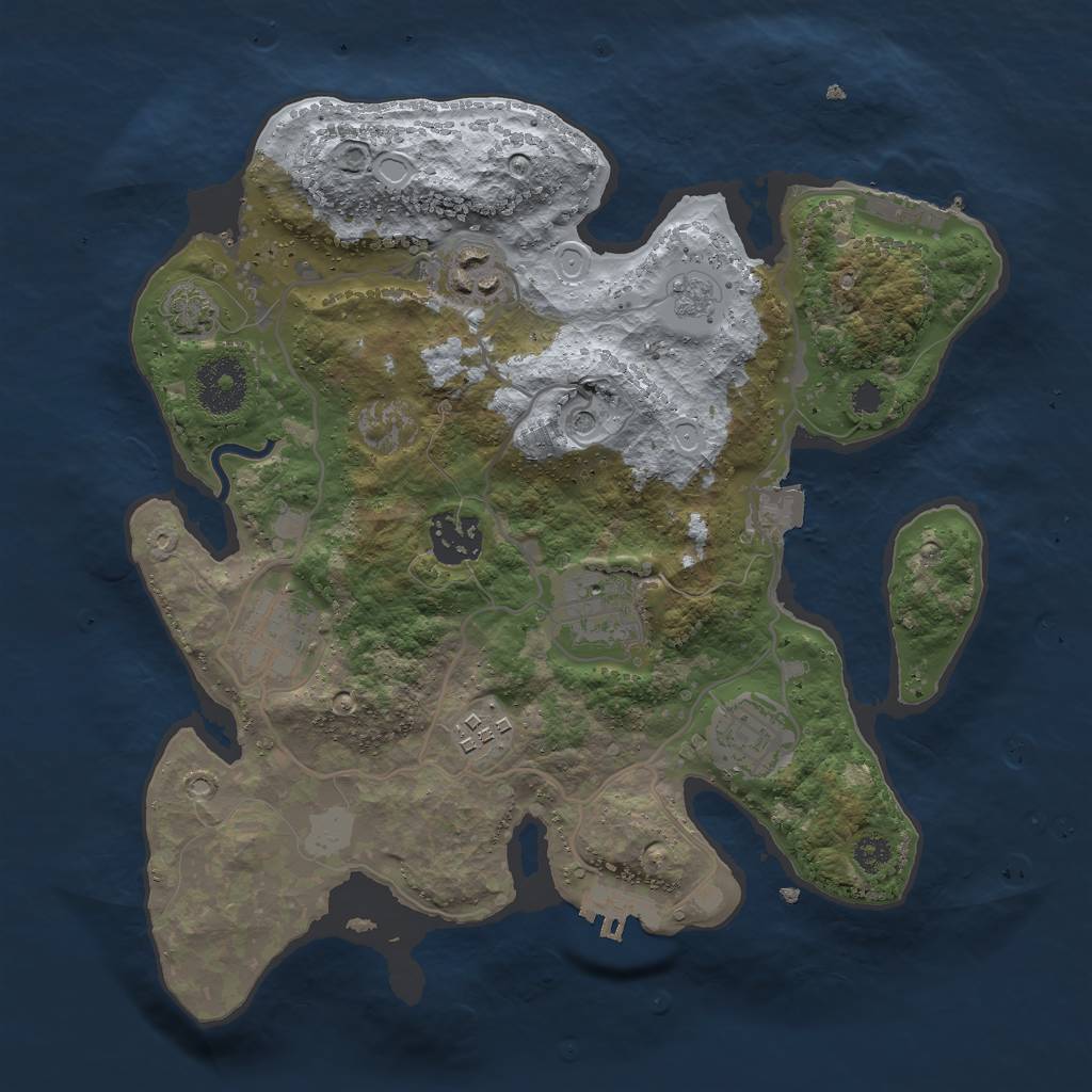 Rust Map: Procedural Map, Size: 3000, Seed: 1739944385, 14 Monuments