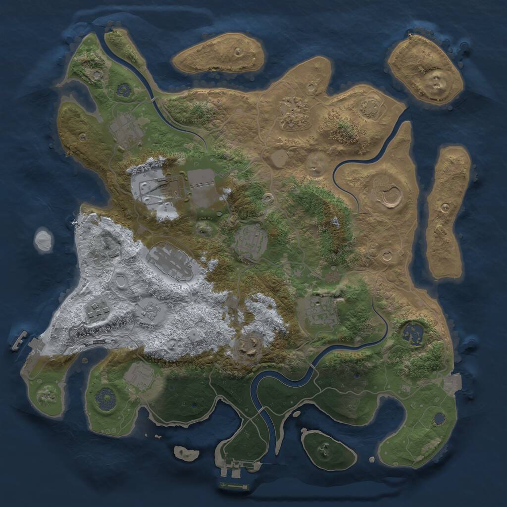 Rust Map: Procedural Map, Size: 3500, Seed: 958538000, 18 Monuments