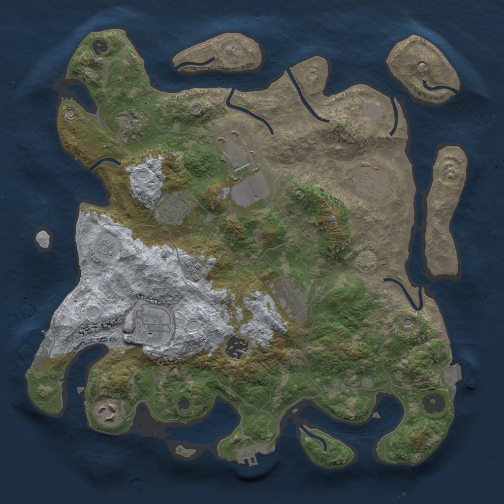 Rust Map: Procedural Map, Size: 3500, Seed: 958538000, 17 Monuments