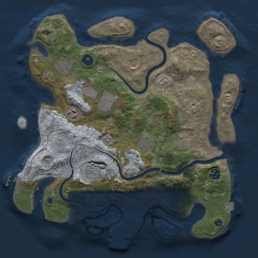 Rust Map: Procedural Map, Size: 3500, Seed: 958538000, 15 Monuments