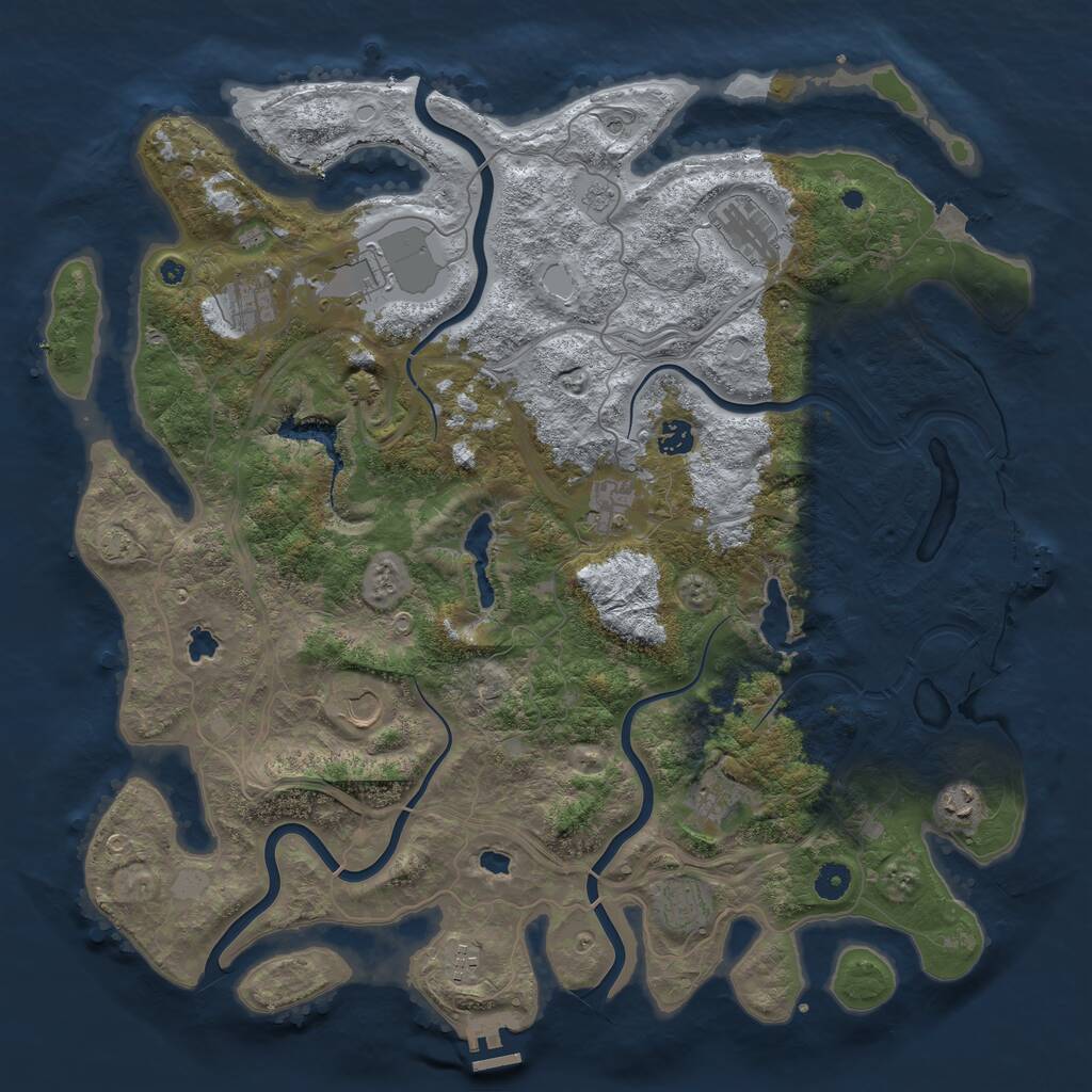 Rust Map: Procedural Map, Size: 4500, Seed: 17364513, 16 Monuments
