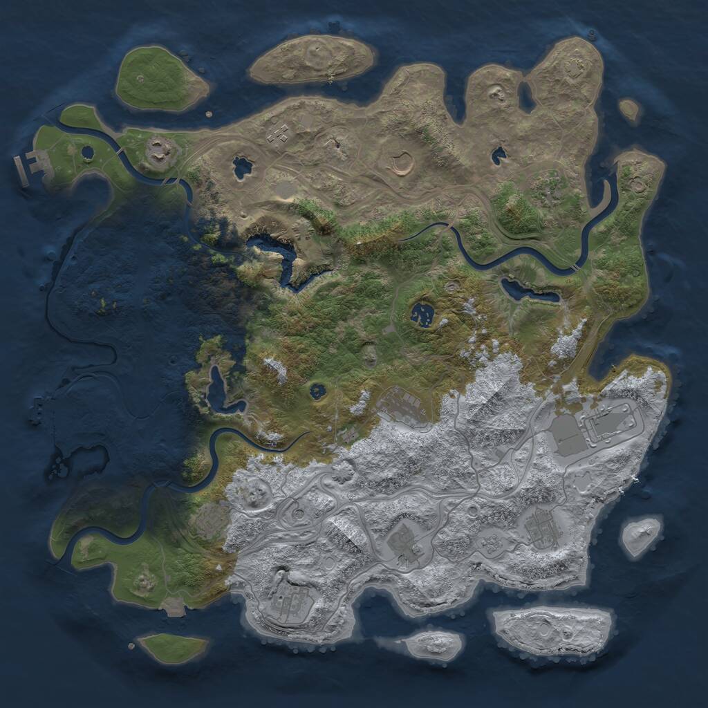 Rust Map: Procedural Map, Size: 4500, Seed: 1225037195, 17 Monuments