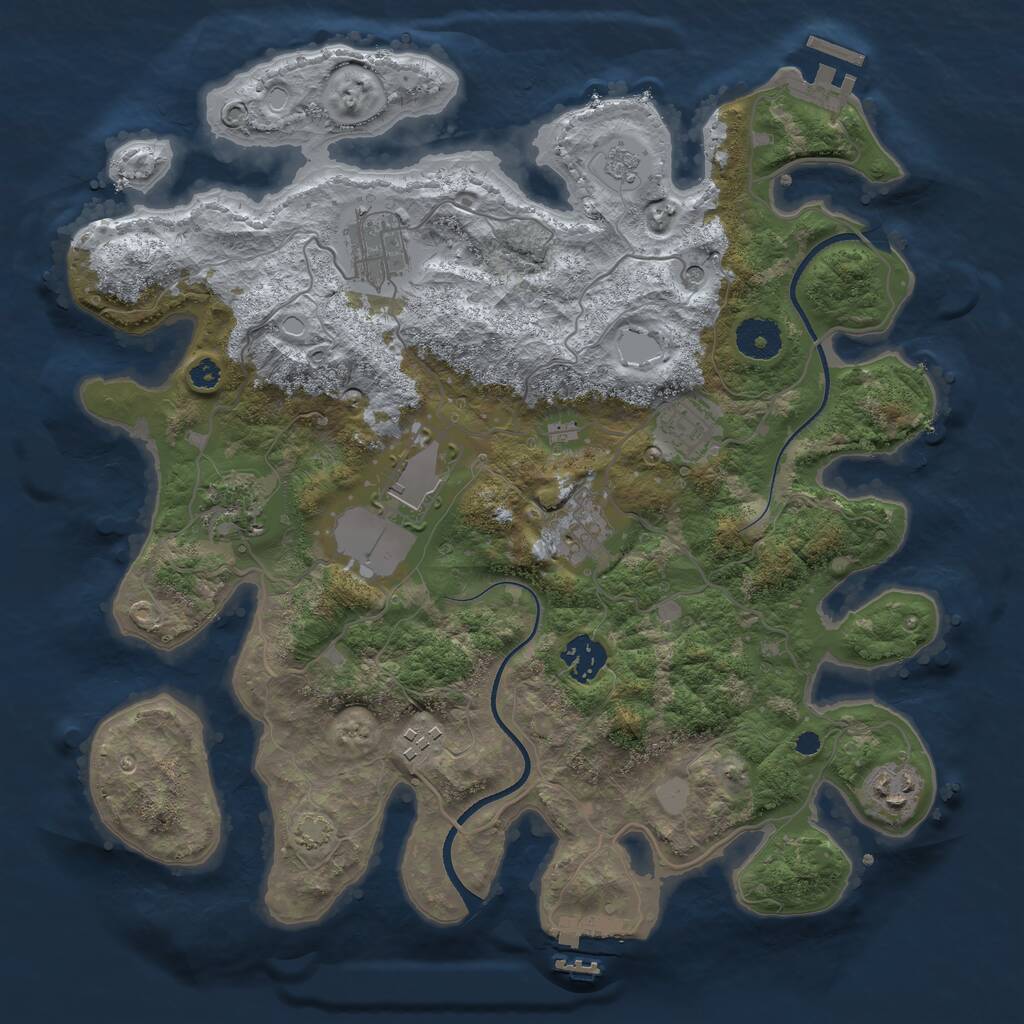 Rust Map: Procedural Map, Size: 3500, Seed: 1296998592, 14 Monuments