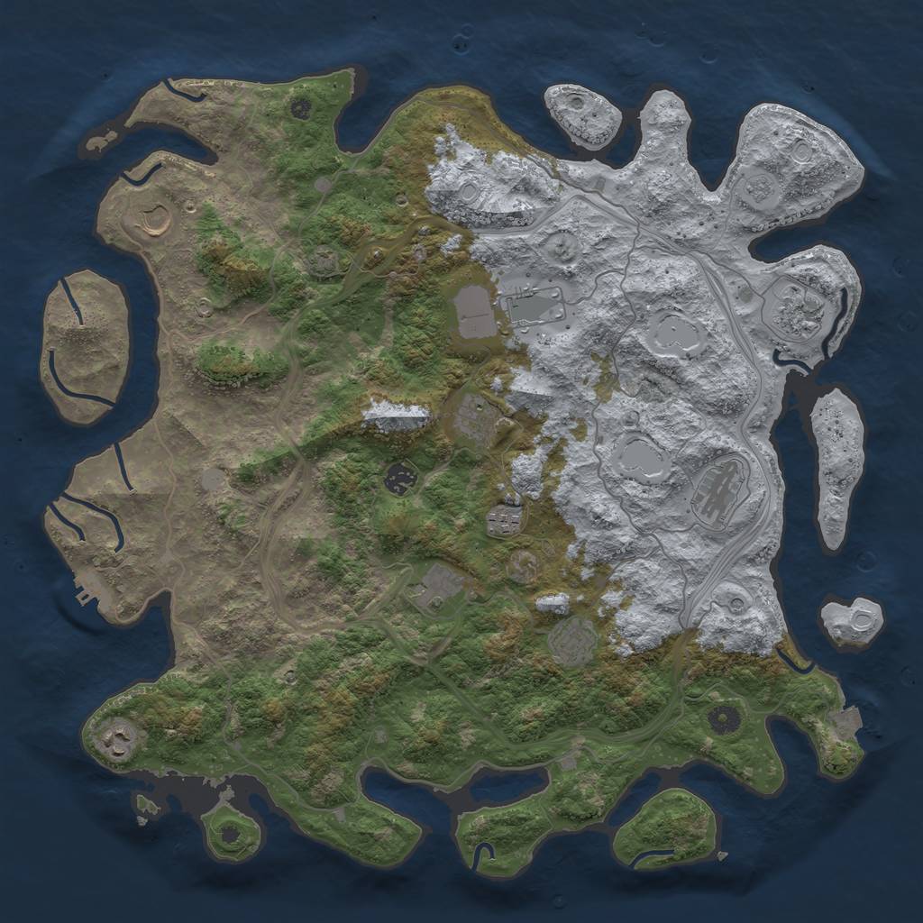 Rust Map: Procedural Map, Size: 4500, Seed: 494478489, 17 Monuments