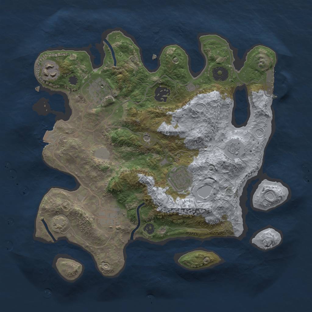 Rust Map: Procedural Map, Size: 3000, Seed: 83876, 12 Monuments