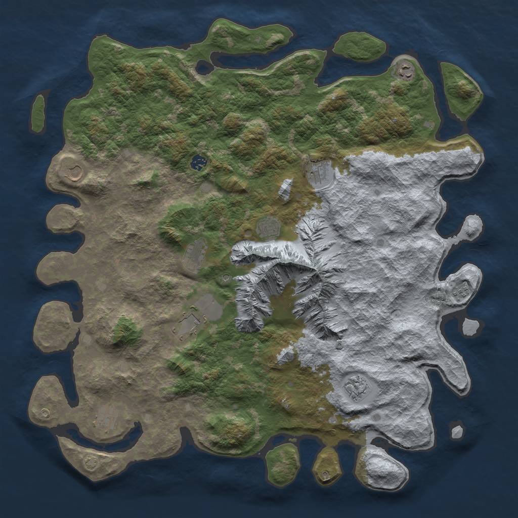 Rust Map: Barren, Size: 5000, Seed: 2050, 14 Monuments