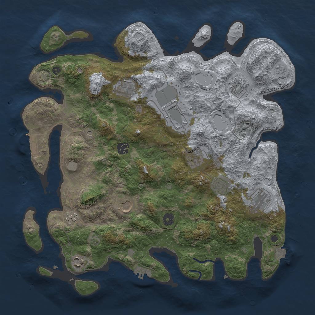 Rust Map: Procedural Map, Size: 3850, Seed: 745688, 18 Monuments