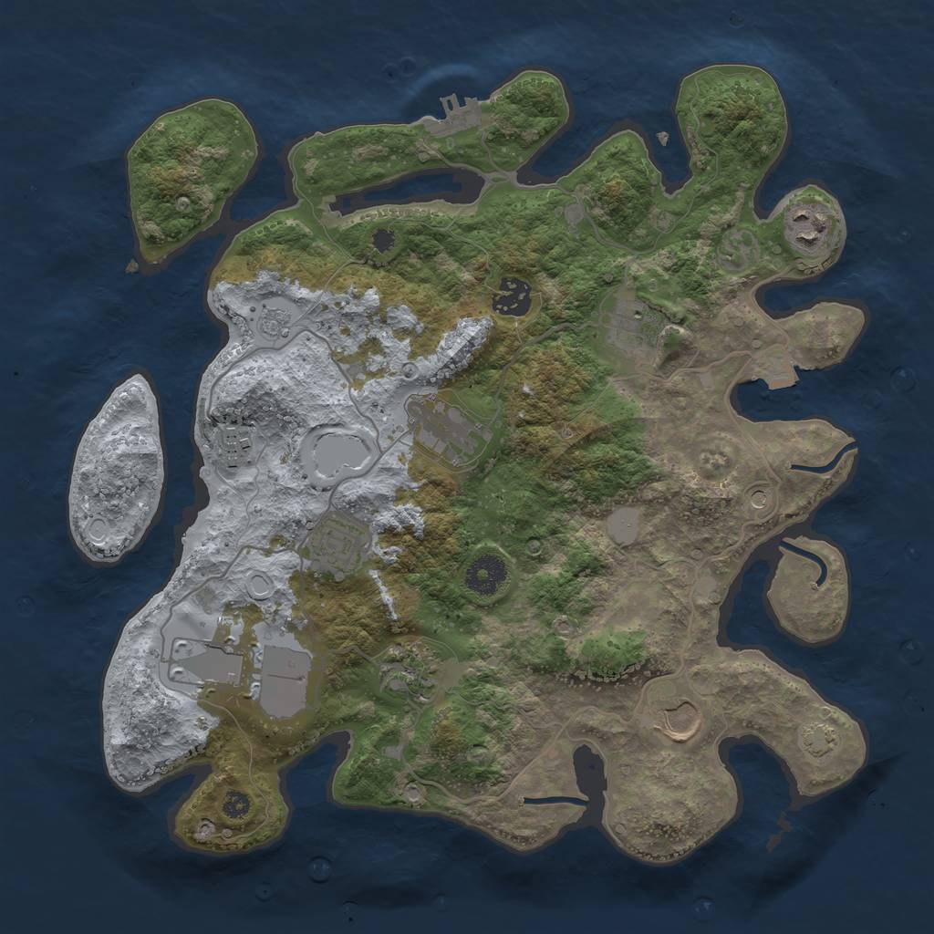Rust Map: Procedural Map, Size: 3500, Seed: 1775435772, 16 Monuments