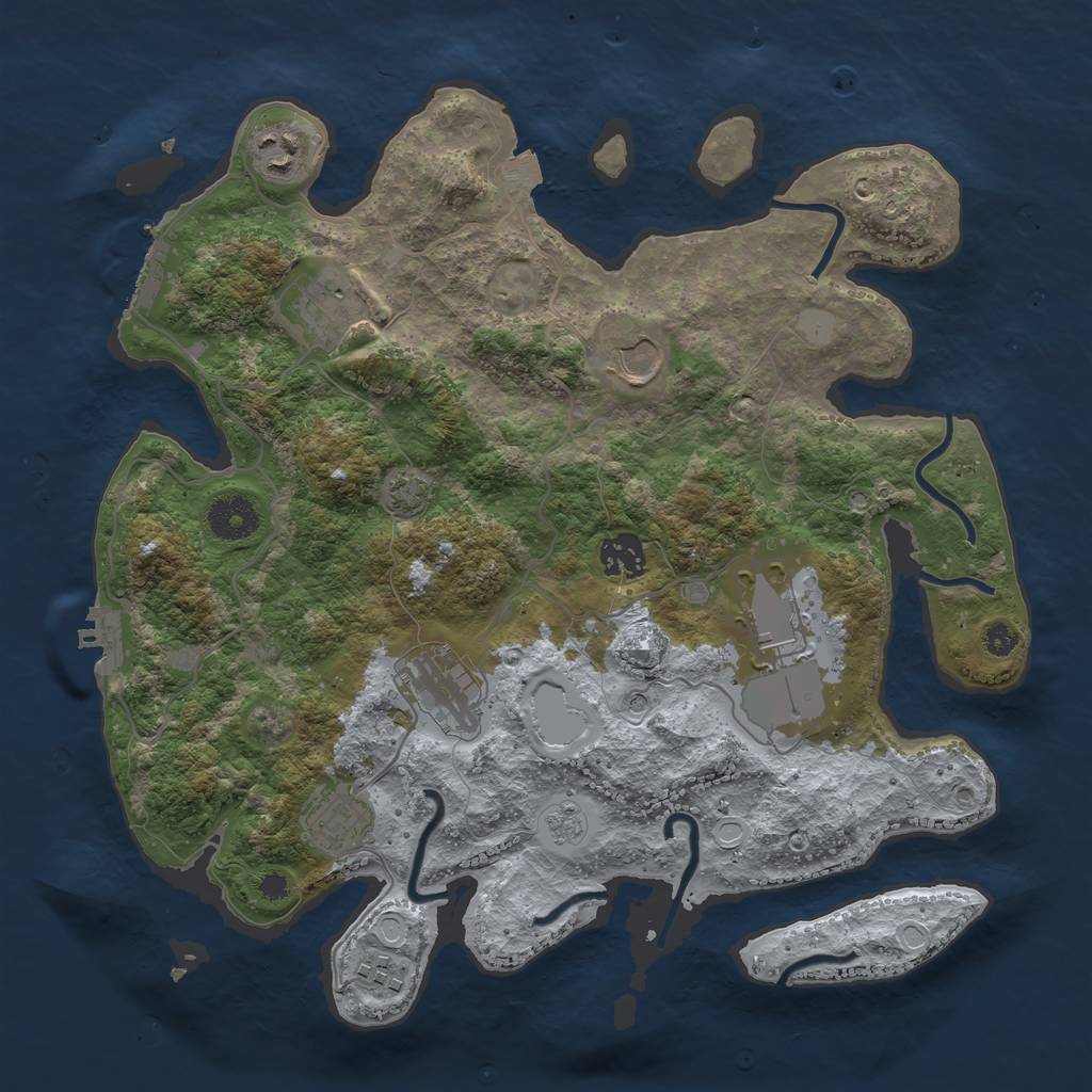 Rust Map: Procedural Map, Size: 3500, Seed: 170738160, 16 Monuments