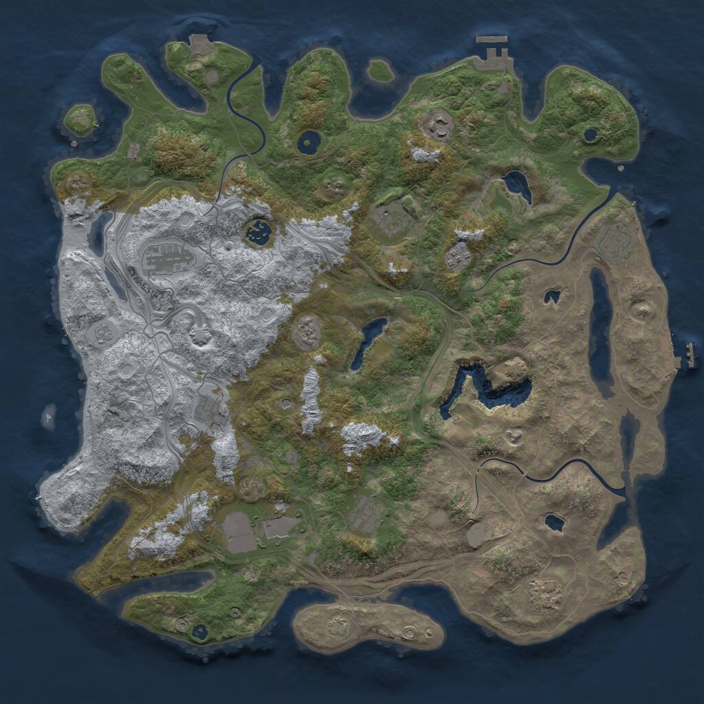 Rust Map: Procedural Map, Size: 4500, Seed: 897612827, 16 Monuments