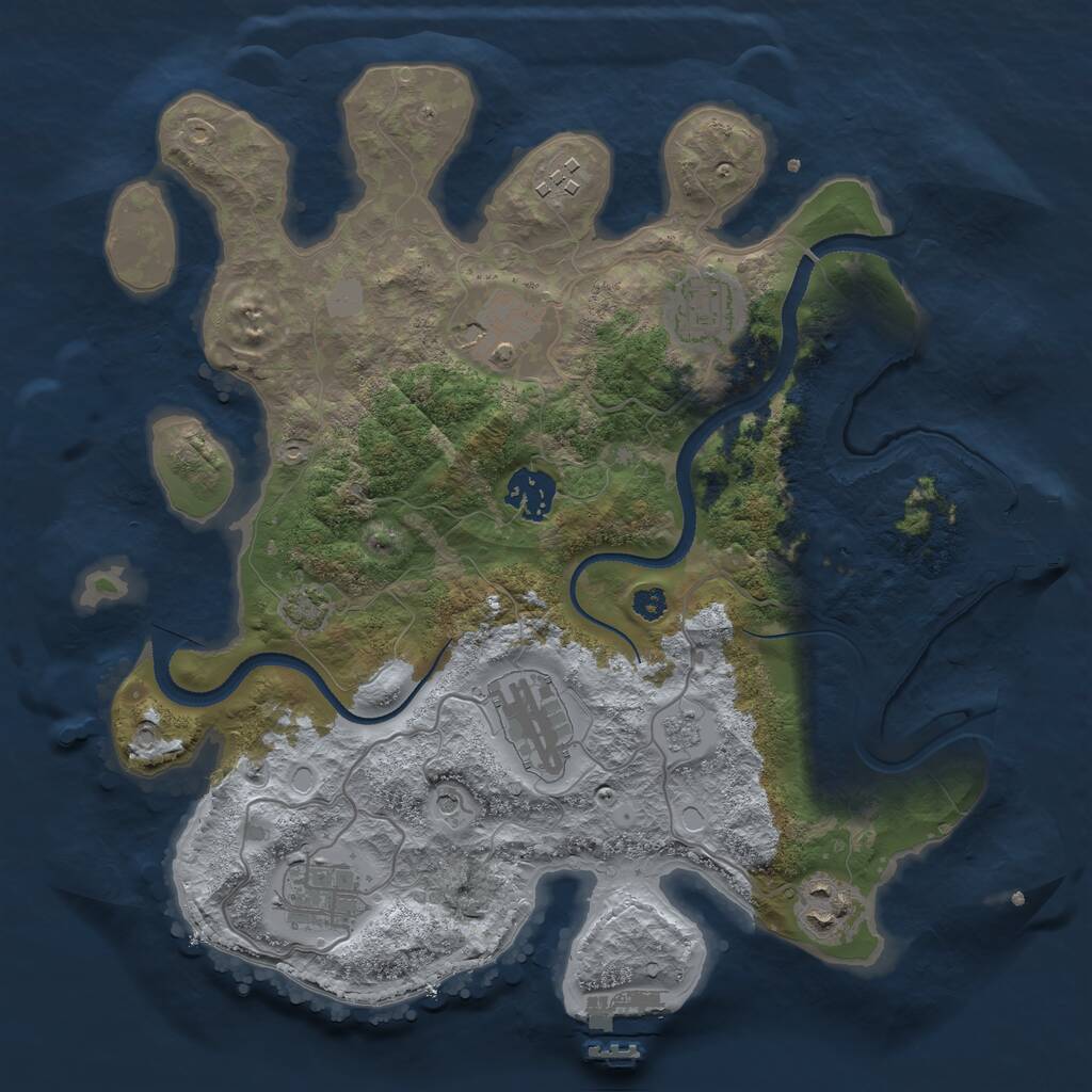 Rust Map: Procedural Map, Size: 3250, Seed: 428153880, 13 Monuments