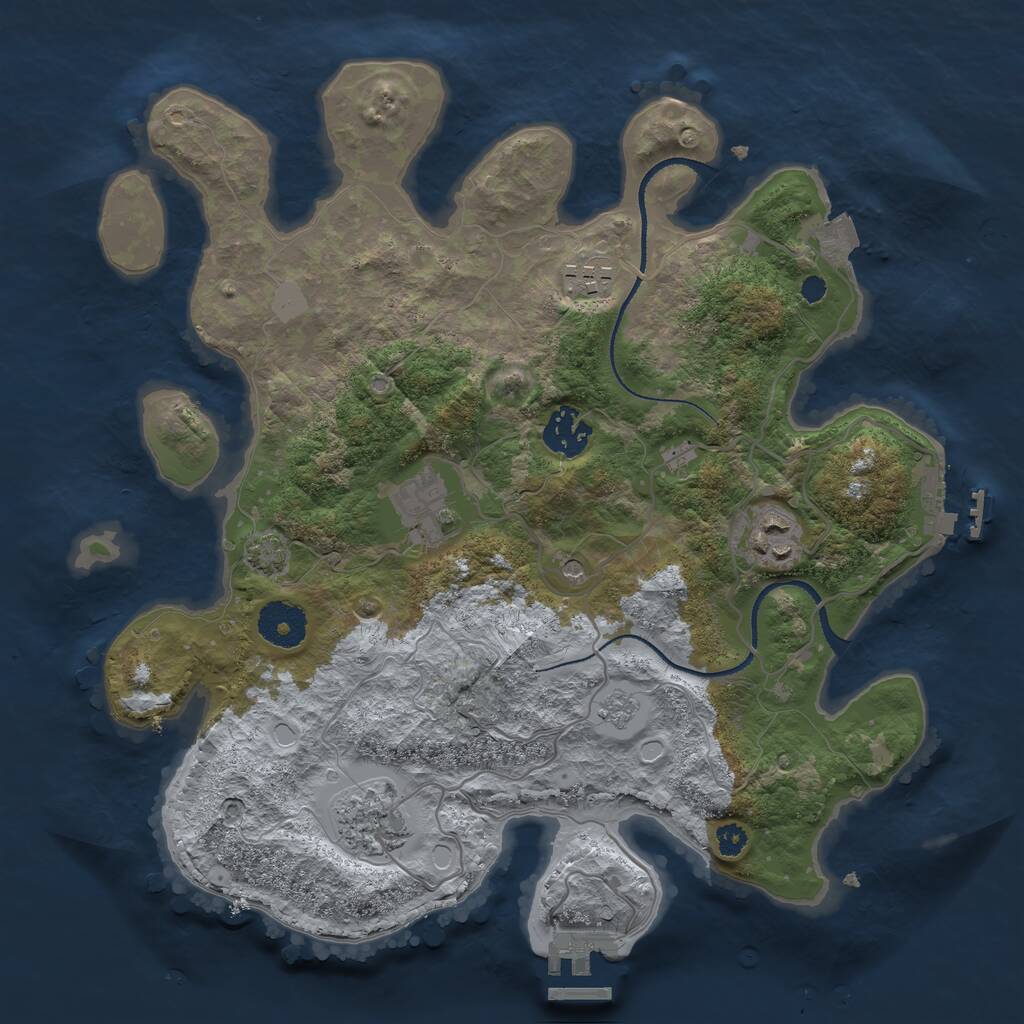 Rust Map: Procedural Map, Size: 3250, Seed: 428153880, 11 Monuments