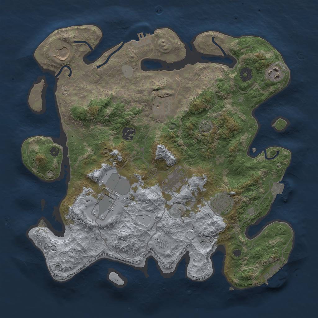 Rust Map: Procedural Map, Size: 3500, Seed: 999833769, 15 Monuments