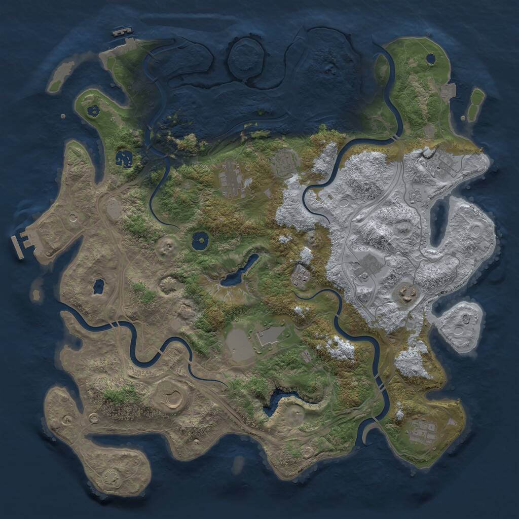 Rust Map: Procedural Map, Size: 4300, Seed: 20321718, 16 Monuments
